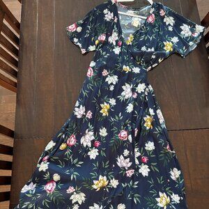 NWT Navy Floral Wrap Midi Dress Sz XL from Reitmans